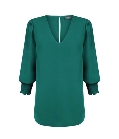 Gloweave V Neck Shirred Cuff Top (1803WZ)