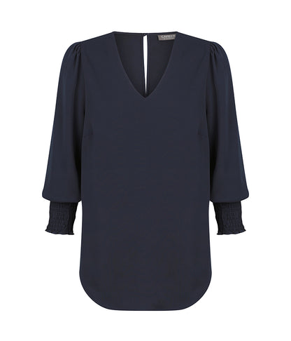 Gloweave V Neck Shirred Cuff Top (1803WZ)