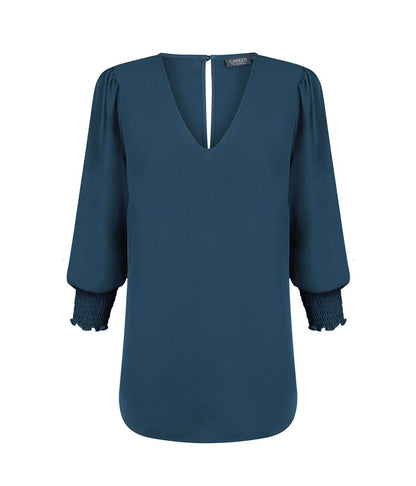 Gloweave V Neck Shirred Cuff Top (1803WZ) 2nd Color