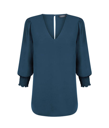 Gloweave V Neck Shirred Cuff Top (1803WZ)