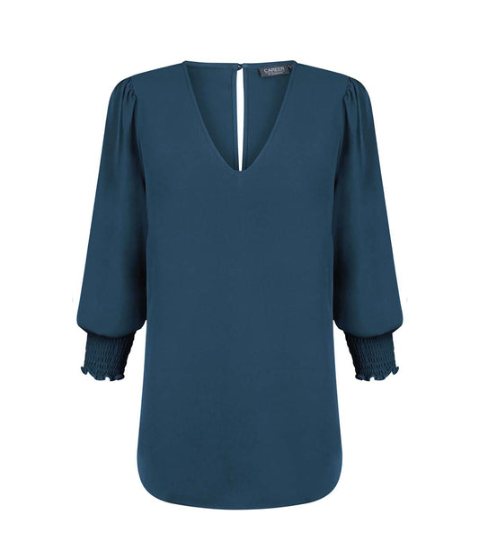 Gloweave V Neck Shirred Cuff Top (1803WZ) 2nd Color