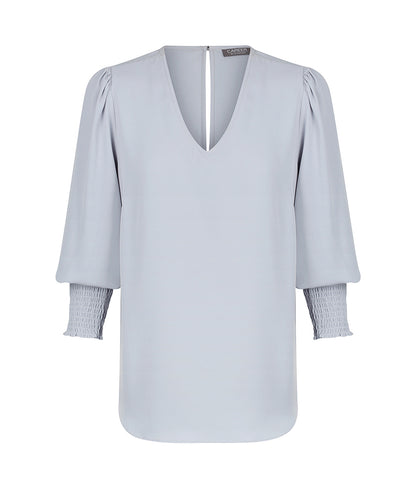 Gloweave V Neck Shirred Cuff Top (1803WZ)