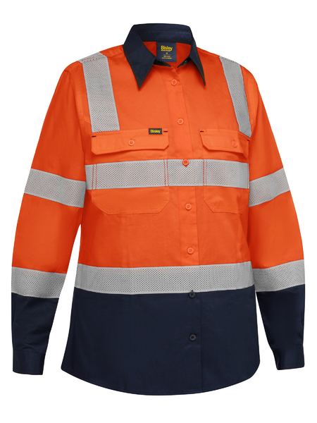 Bisley Women's Taped Biomotion Hi Vis Cool Lightweight Vented Shirt (BL6396T)