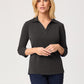 City Collection Ella ¾ Slv Detail Polo Top W/Side Splits(2273)
