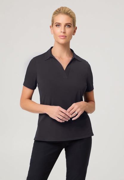 City Collection Ella S/Slv Detail Polo Top W/Side Splits(2274)