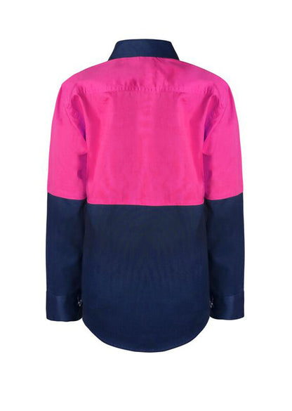 Workcraft Kids Hi Vis Cotton Shirt-ls  (WSK128)