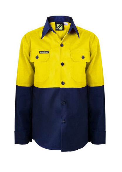 Workcraft Kids Hi Vis Cotton Shirt-ls (WSK127)
