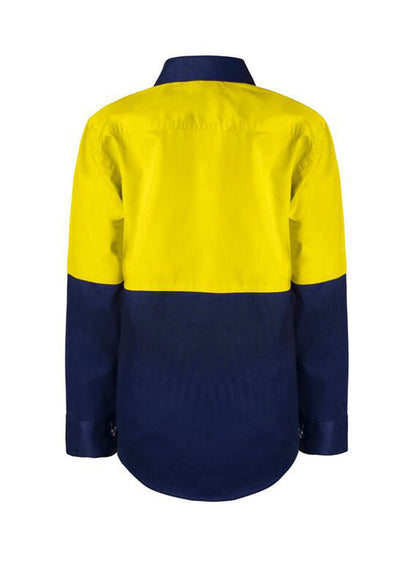 Workcraft Kids Hi Vis Cotton Shirt-ls (WSK127)