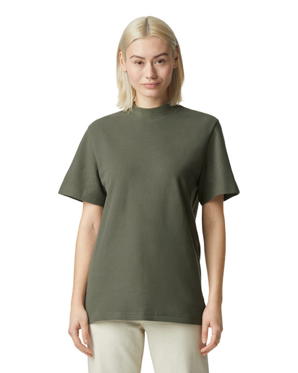 American Apparel Pique Unisex Mockneck T shirt 1PQ Uniform Wholesalers