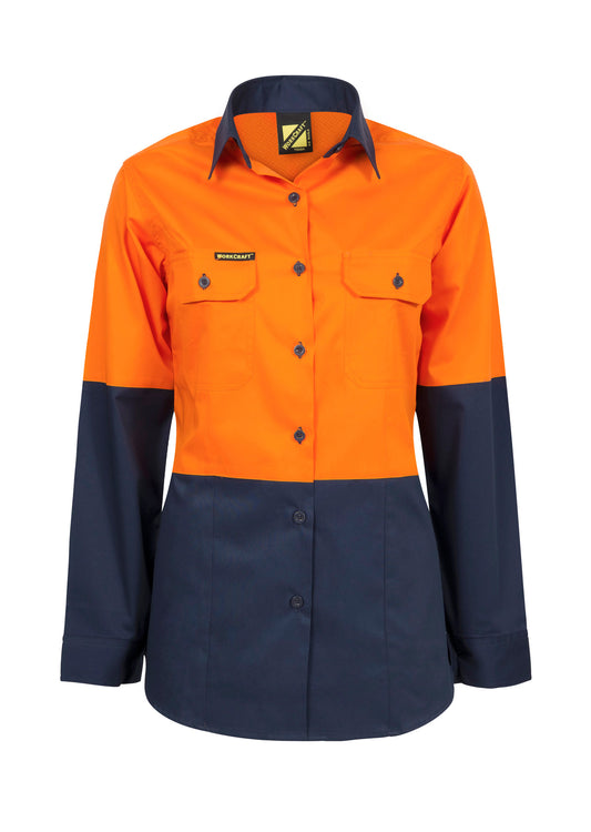 Workcraft Ladies Hivis Vented Shirt -ls   (WSL502)