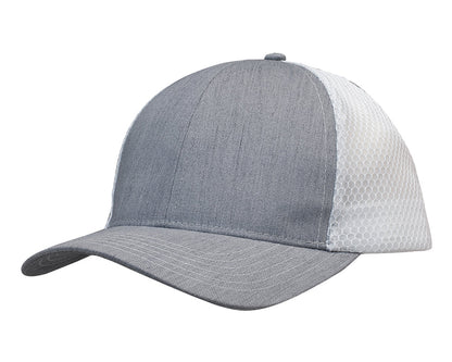 Headwear Light Brushed Poly Cotton Marle Cap With Honeycomb Mesh Back (3971)