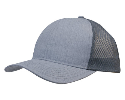 Headwear Light Brushed Poly Cotton Marle Cap With Honeycomb Mesh Back (3971)