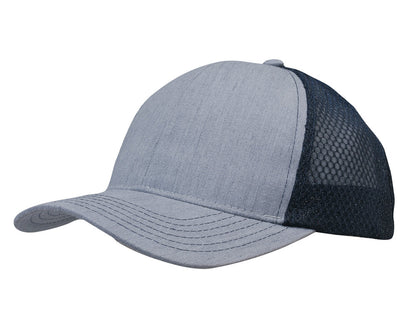 Headwear Light Brushed Poly Cotton Marle Cap With Honeycomb Mesh Back (3971)