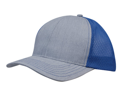 Headwear Light Brushed Poly Cotton Marle Cap With Honeycomb Mesh Back (3971)