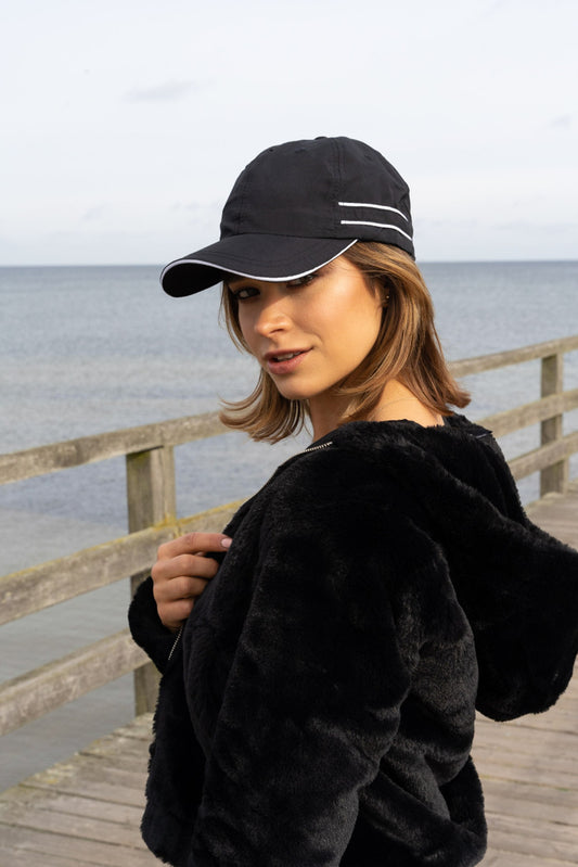 Headwear Microfibre Sports Cap with Piping and Sandwich Cap (4077)- Clearance