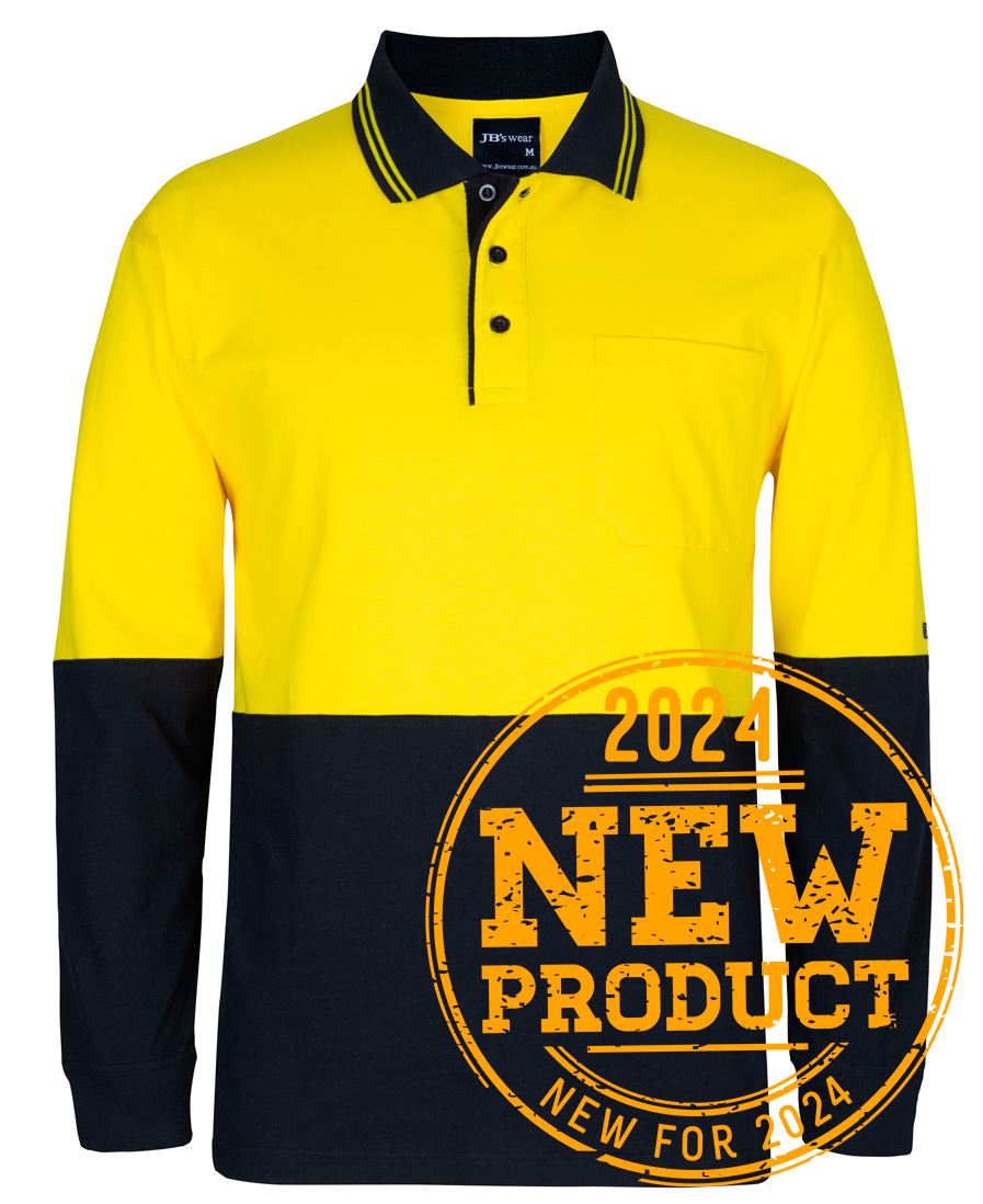 Jb's Hi Vis Long Sleeve Cotton Polo - Adults (6CPHL)