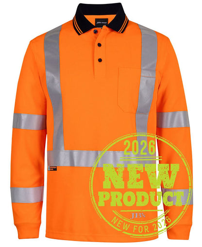 JB's Hi Vis L/S NSW/QLD Rail Biomotion X-Back Polo (6DAQL)