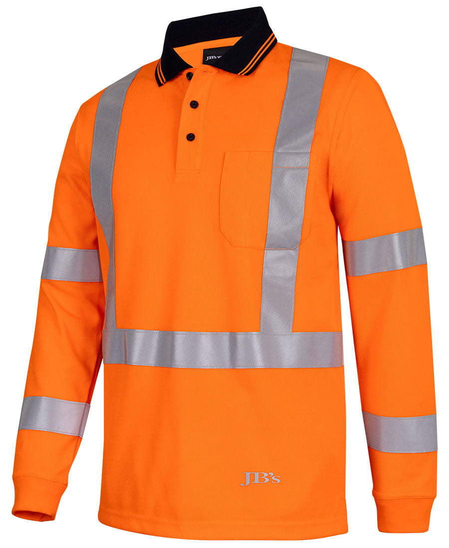 JB's Hi Vis L/S NSW/QLD Rail Biomotion X-Back Polo (6DAQL)