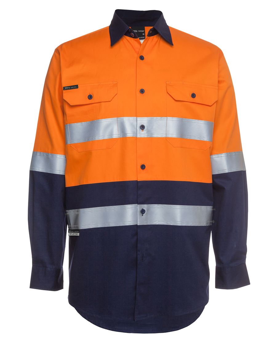 Jb's Hi Vis Long Sleeve (D+N) 150g Work Shirt - Adults (6DNWL)