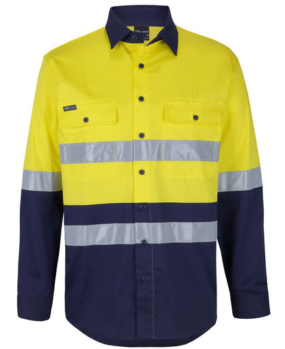 Jb's Hi Vis (D+N) L/S Stretch Work Shirt With Tape (6DSWL)