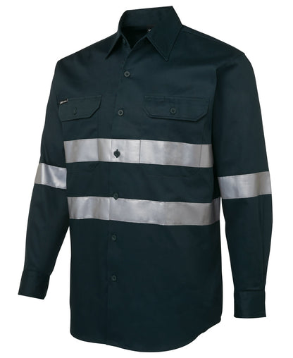 JBs Wear Hi Vis (D+N) Long Sleeve 190g Shirt With Tape - Adults (6HDNL)-Clearance