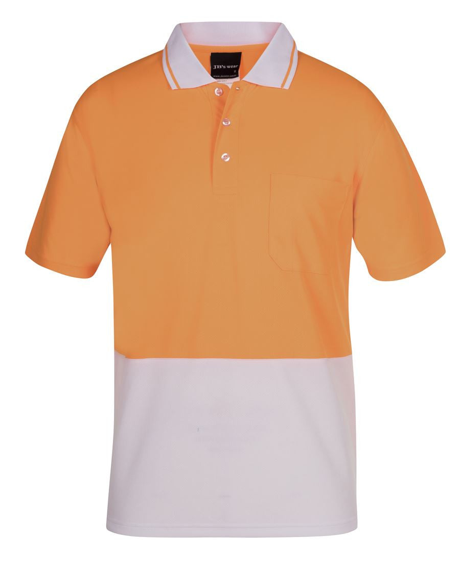 JBs Wear Adults Hi Vis  Non Cuff Traditional Polo (6HVNC)
