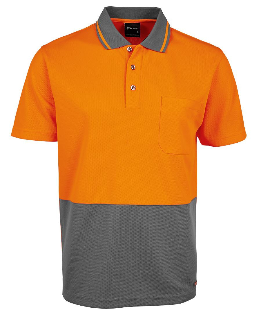 JBs Wear Adults Hi Vis  Non Cuff Traditional Polo (6HVNC)