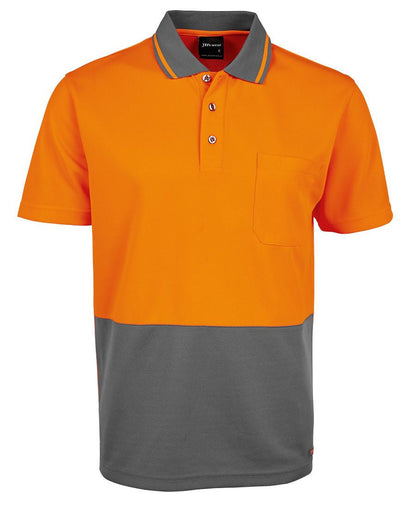 JBs Wear Adults Hi Vis  Non Cuff Traditional Polo (6HVNC)