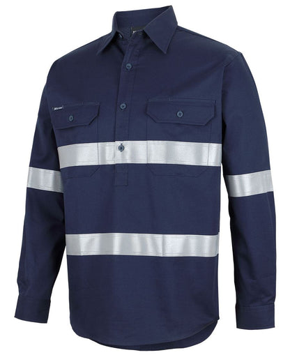 JB'S Hi Vis Close Front L/S 150G Work Shirt Reflective Tape (6HWCT)