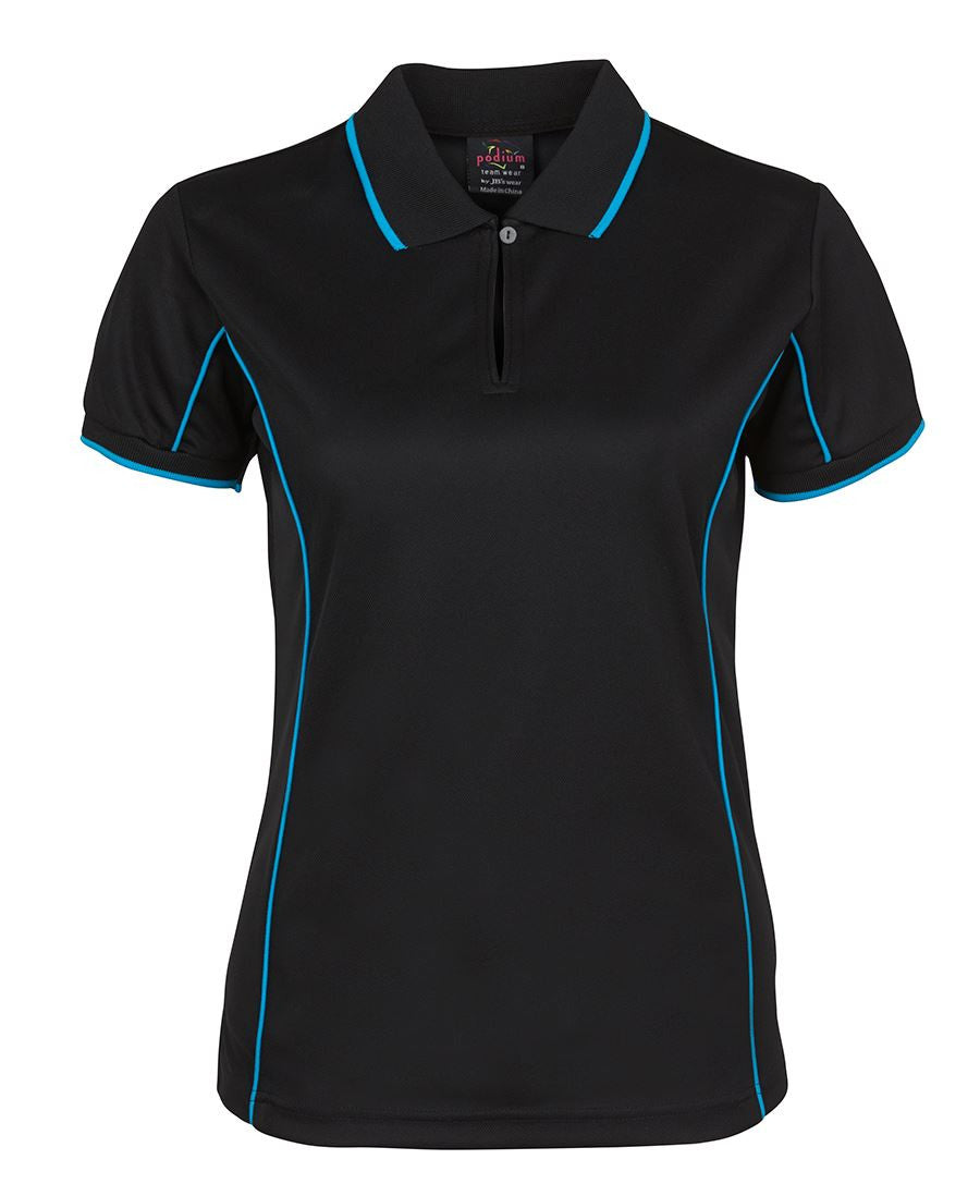 JB's Wear-JB's Podium Ladies Piping Polo 2nd (8 Colours)-Black/Aqua / 8-Uniform Wholesalers - 9