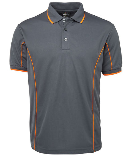 JB's Wear-JB's Podium Short Sleeve Piping Polo - Adults 2nd (10 Colour)-Grey/Orange / S-Uniform Wholesalers - 9