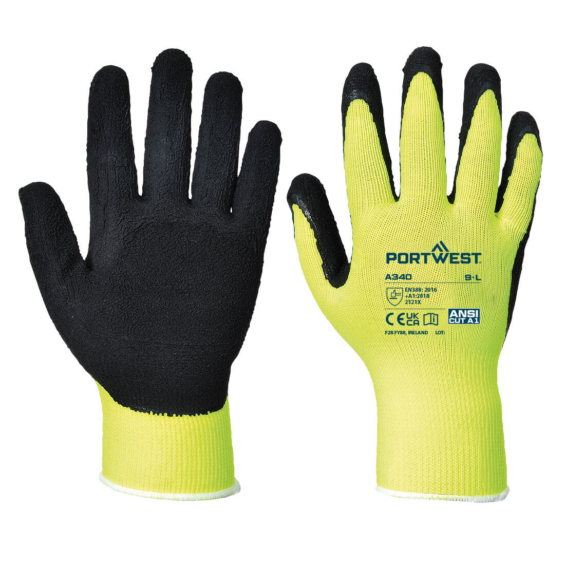 Portwest Hi-Vis Grip Glove - Latex (A340)