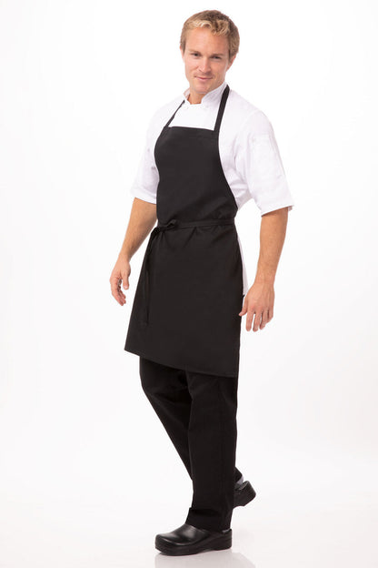 Chef Works Navy/White Striped Bib Apron No Pocket-(APKNW)