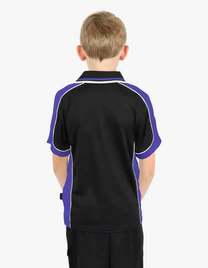 Be Seen Kids Polo Shirt With Striped Collar (BSP16K)-Clearance