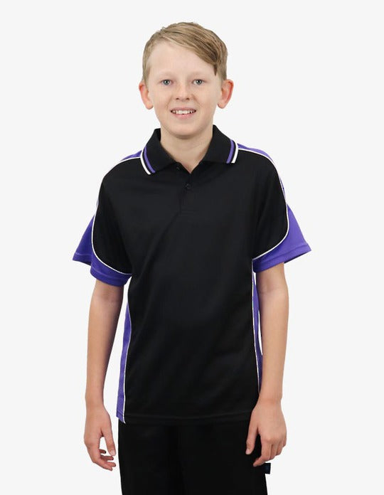 Be Seen Kids Polo Shirt With Striped Collar (BSP16K)-Clearance