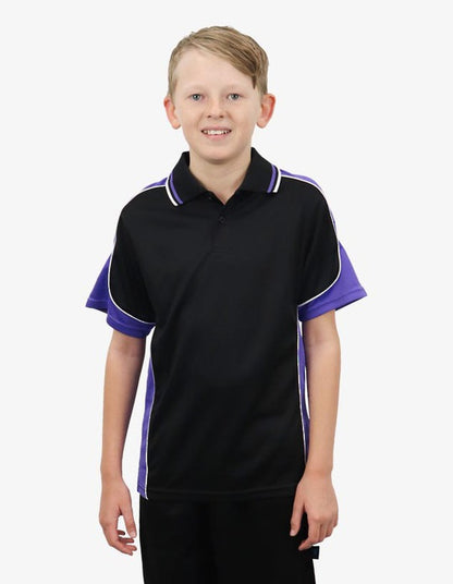 Be Seen Kids Polo Shirt With Striped Collar (BSP16K)-Clearance