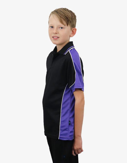 Be Seen Kids Polo Shirt With Striped Collar (BSP16K)-Clearance