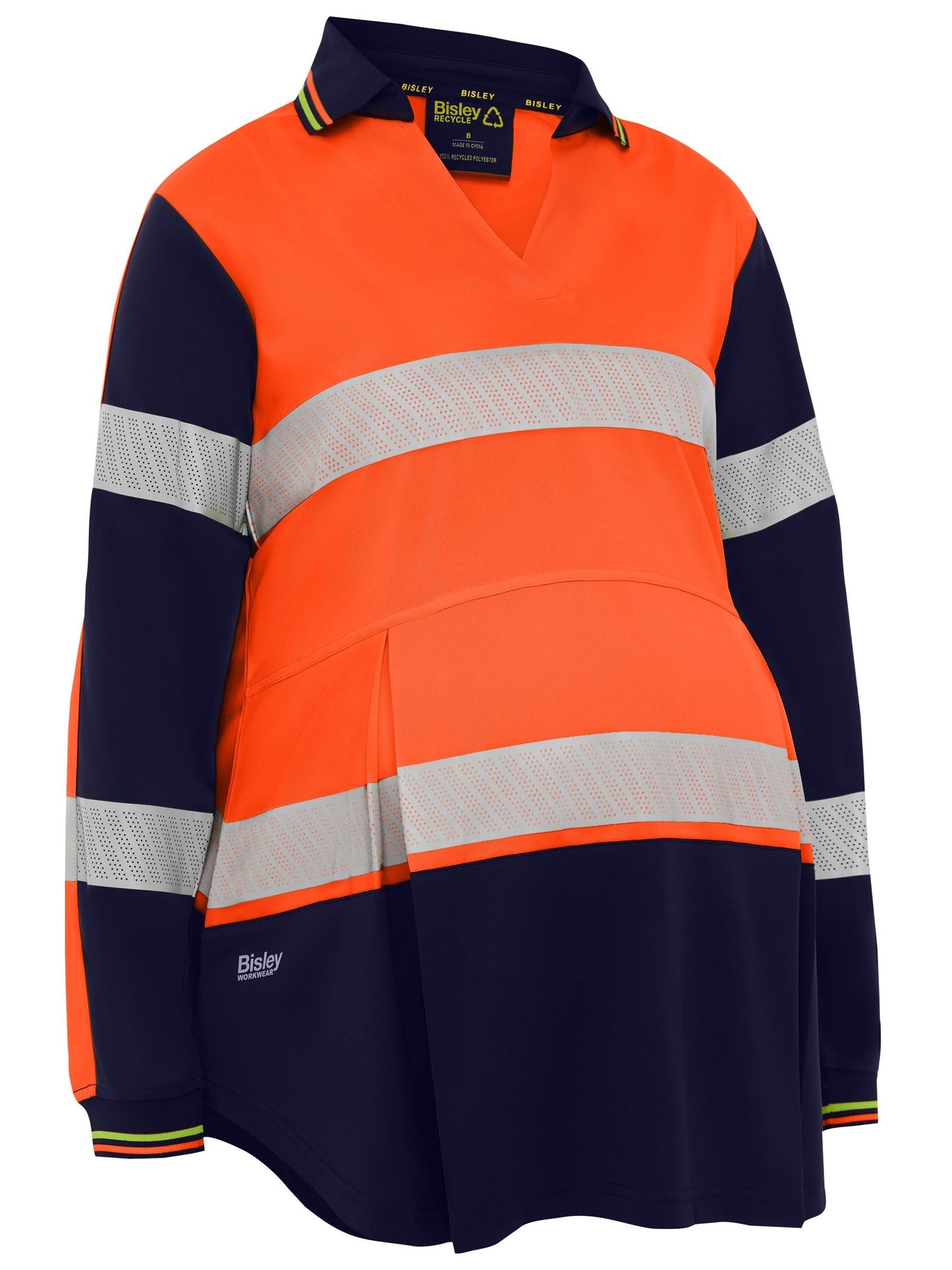 Bisley Women's Taped Hi Vis Recycled V-Neck Maternity Polo (BKLM6225T)