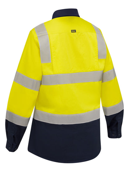 Bisley Women's Taped Biomotion Hi Vis Cool Lightweight Vented Shirt (BL6396T)