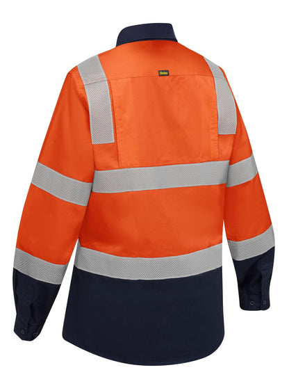 Bisley Women's Taped Biomotion Hi Vis Cool Lightweight Vented Shirt (BL6396T)