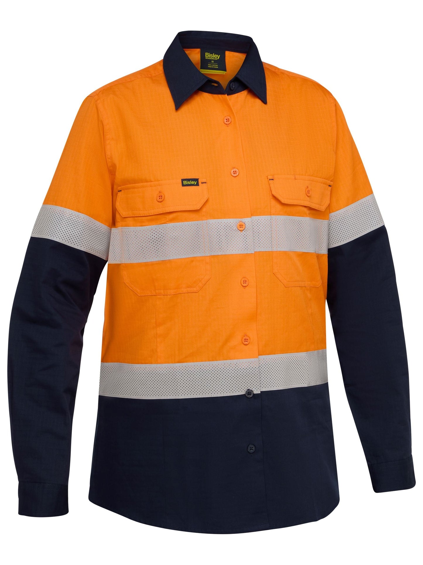 Bisley Women's Taped Hi Vis Ripstop Vented Shirt (BL6495T)