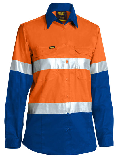 Bisley Women's Taped Hi Vis Cool Lightweight Drill Shirt (BL6696T)