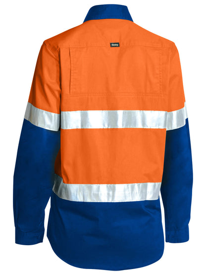 Bisley Women's Taped Hi Vis Cool Lightweight Drill Shirt (BL6696T)