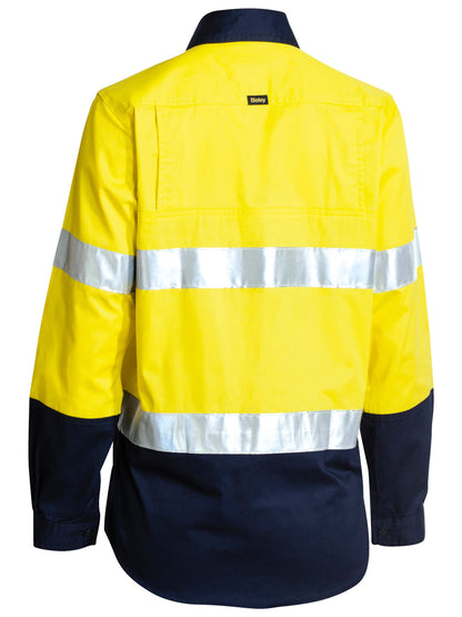 Bisley Womens 3M Taped Two Tone Hi Vis Cool Lightweight Shirt - Long Sleeve (BL6896)