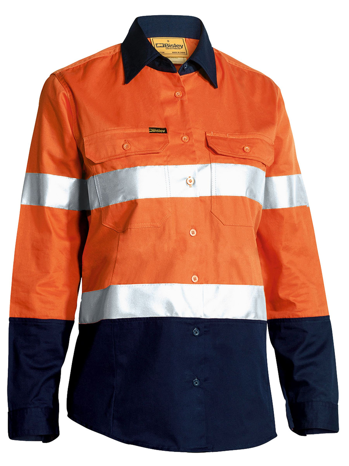 Bisley Womens 3M Taped Two Tone Hi Vis Cool Lightweight Shirt - Long Sleeve (BL6896)