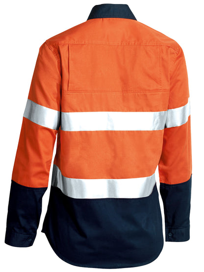 Bisley Womens 3M Taped Two Tone Hi Vis Cool Lightweight Shirt - Long Sleeve (BL6896)