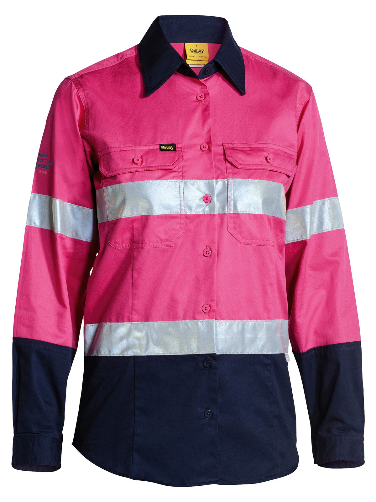 Bisley Womens 3M Taped Two Tone Hi Vis Cool Lightweight Shirt - Long Sleeve (BL6896)