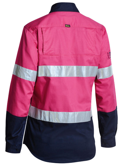 Bisley Womens 3M Taped Two Tone Hi Vis Cool Lightweight Shirt - Long Sleeve (BL6896)