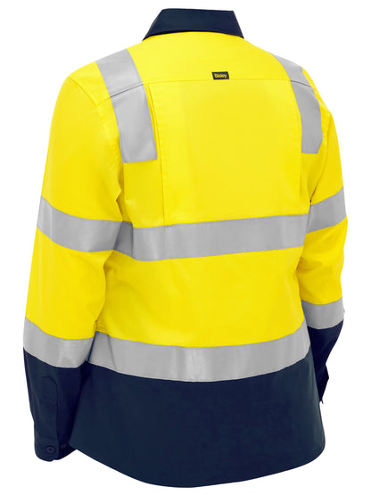 Bisley Women's Taped Two Tone Hi Vis Closed Front Maternity Shirt (BLM6660T)