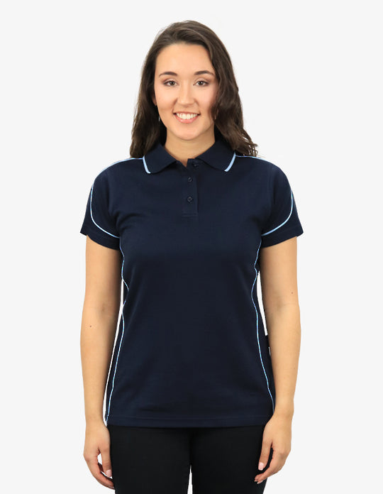 Be Seen Ladies Polo Shirt With Contrast Piping (BSP09L)